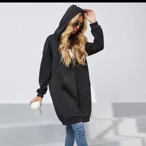 Womens hooded drawstring zip up sweater size L